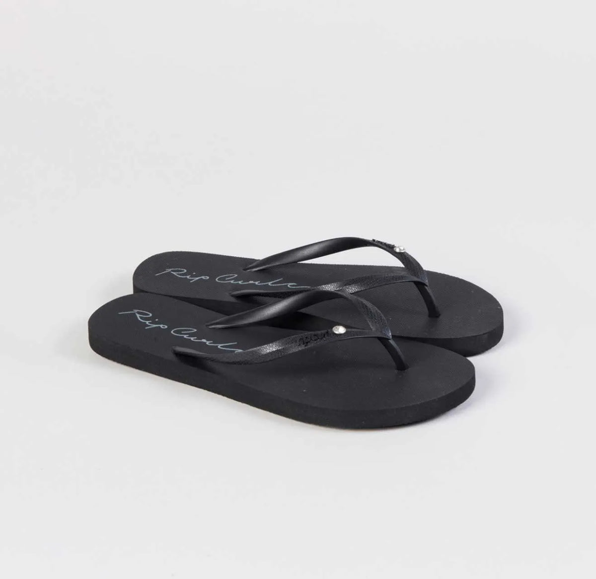 Script Wave Bloom Thongs - Black
