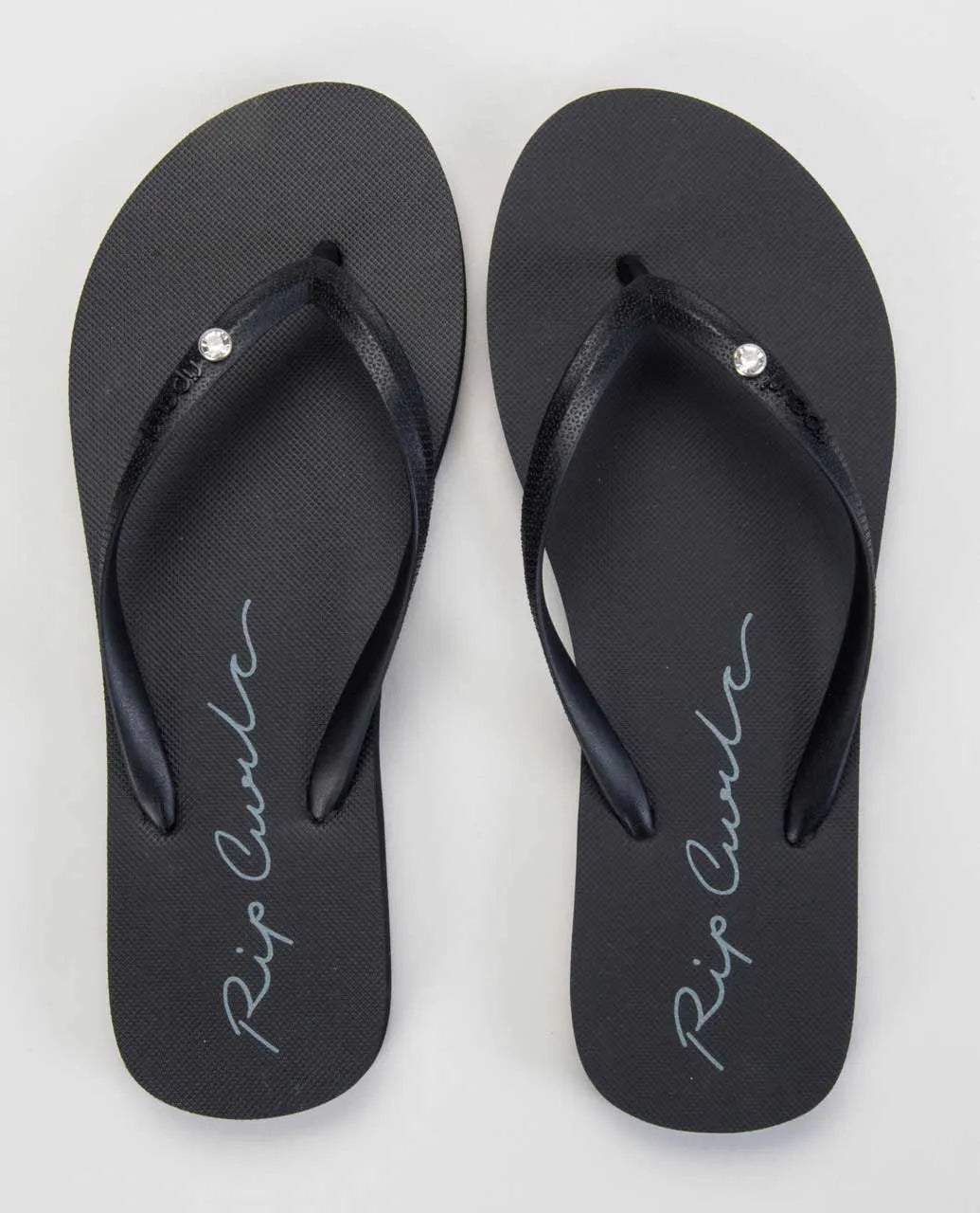 Script Wave Bloom Thongs - Black