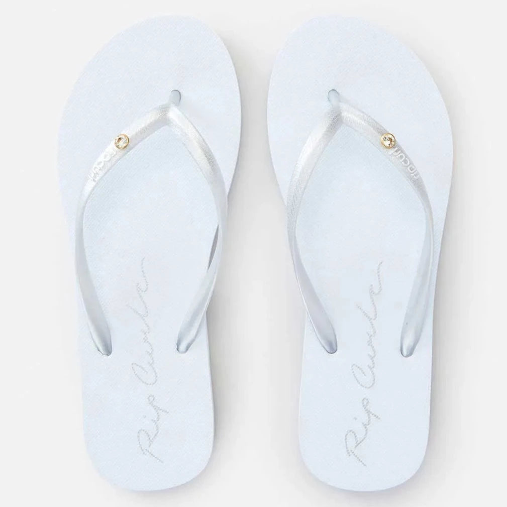 Script Wave Bloom Thongs - Silver