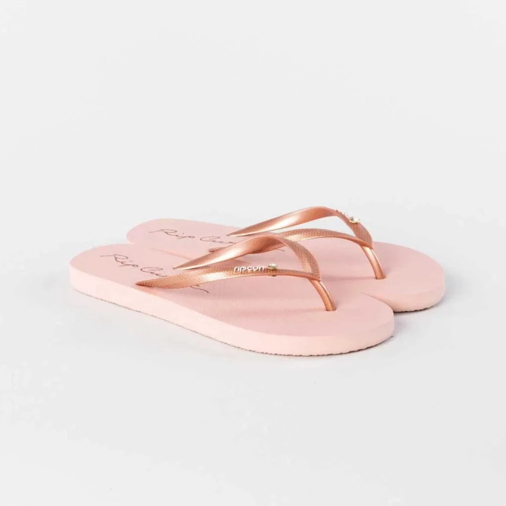 Script Wave Bloom Thongs - Rose Gold