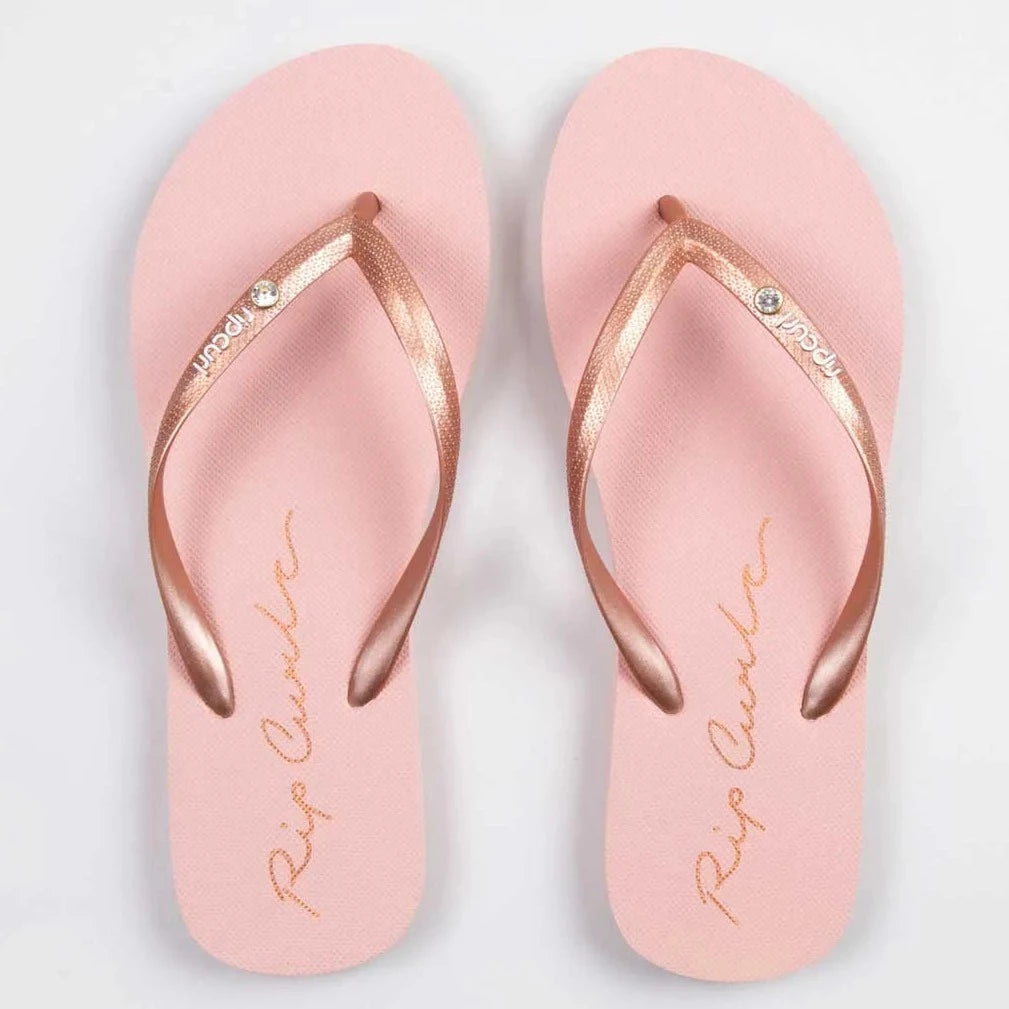 Script Wave Bloom Thongs - Rose Gold